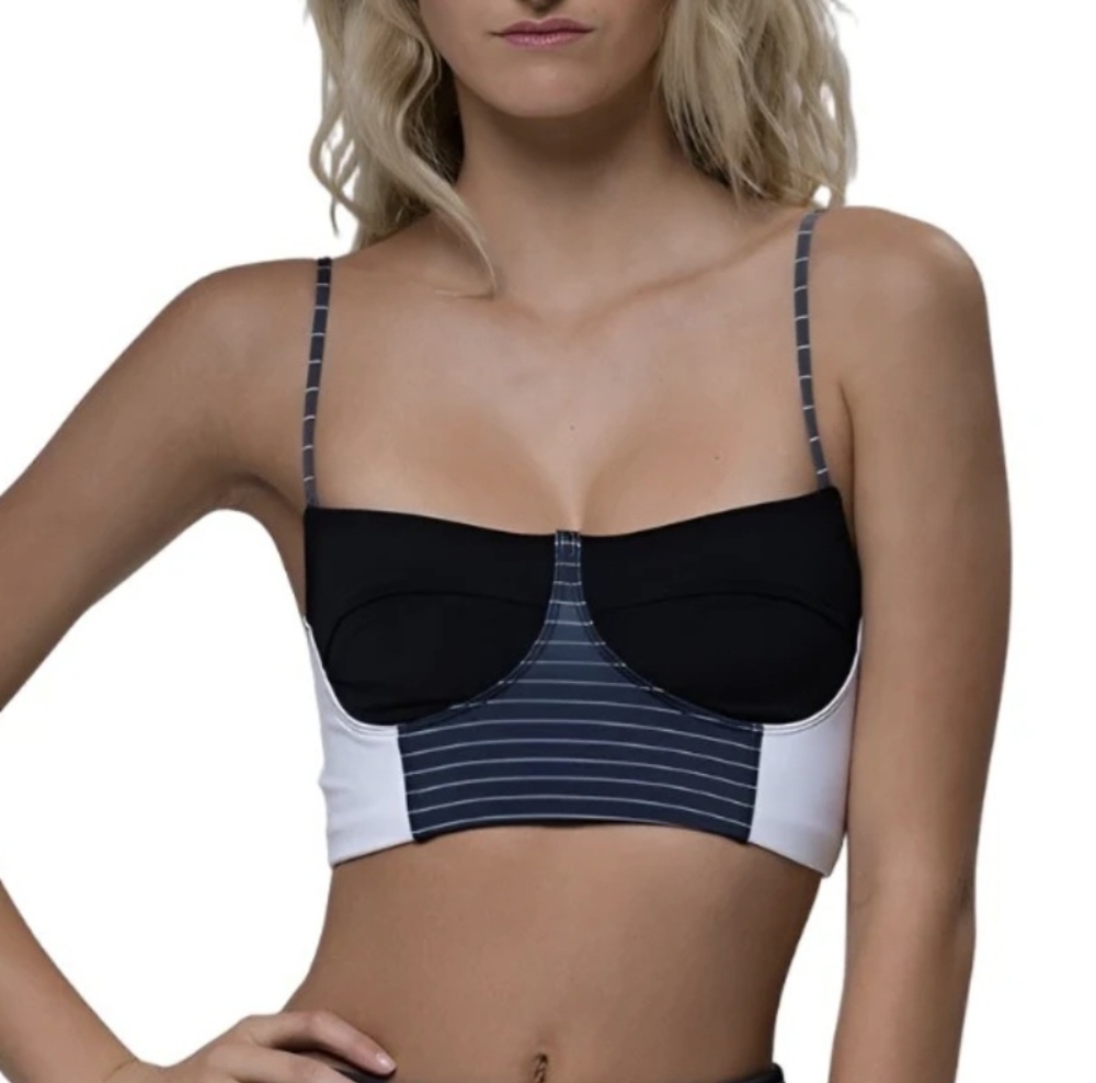 Bustier Colourblock Bra sports bralette black white